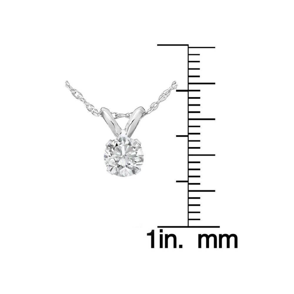 14K White Gold 1/2 CT round Diamond Solitaire Necklace - Picture 3 of 4